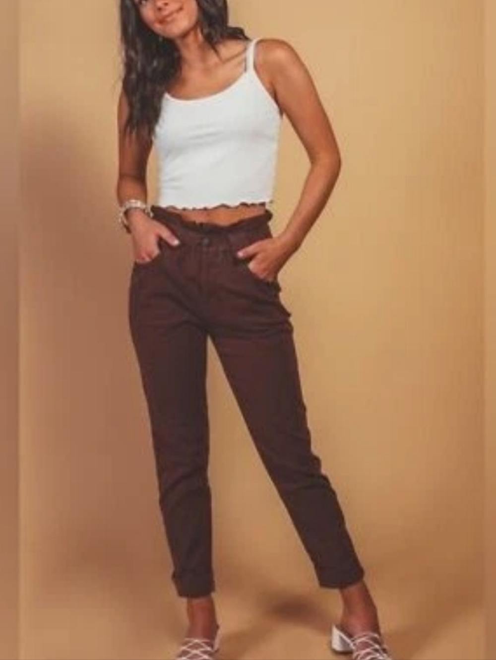 Pistola Darcy Paperbag Jean Pant Black Cherry Relaxed fit Size 32